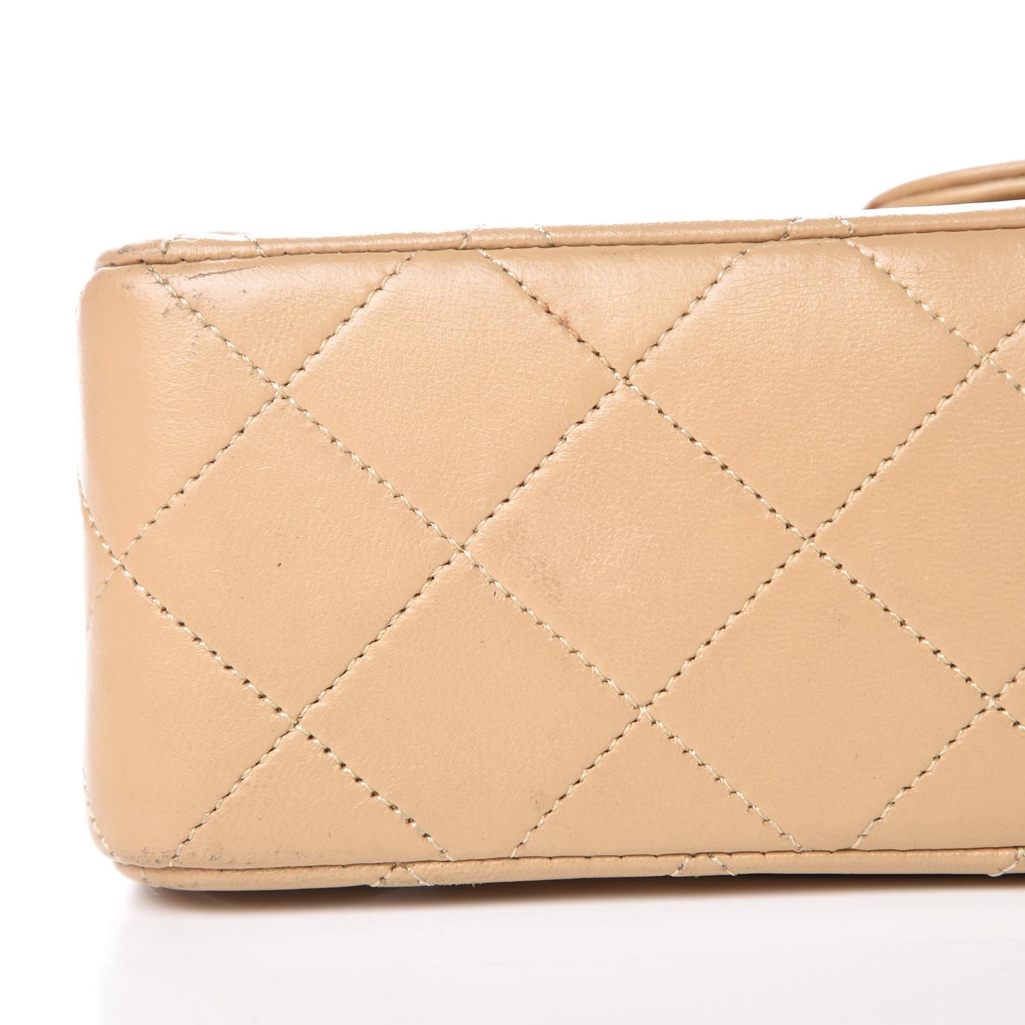 Lambskin Quilted Small Double Flap Beige