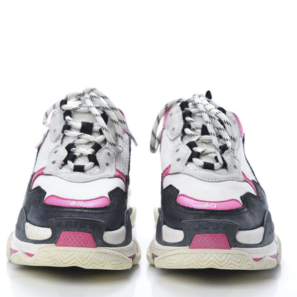 Balenciaga Fabric Mesh Womens Triple S Sneakers 40 Rose Fluo Black White 2 of 8