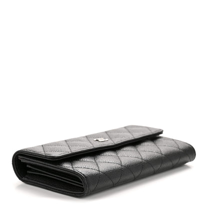 Chanel Caviar Quilted Large Gusset Flap Wallet Black 4 of 11