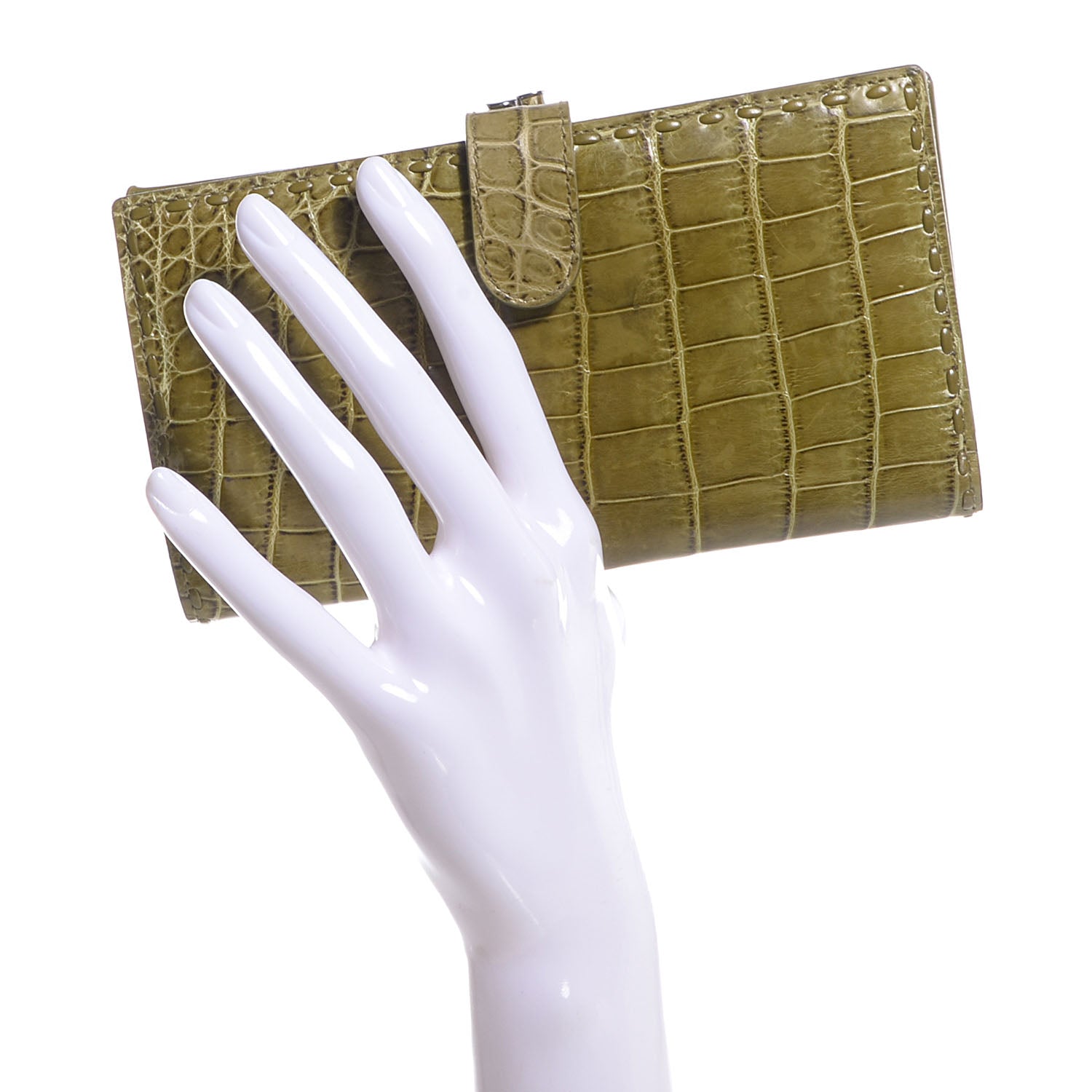 Bottega Veneta Crocodile Fume Continental Wallet 2 of 8