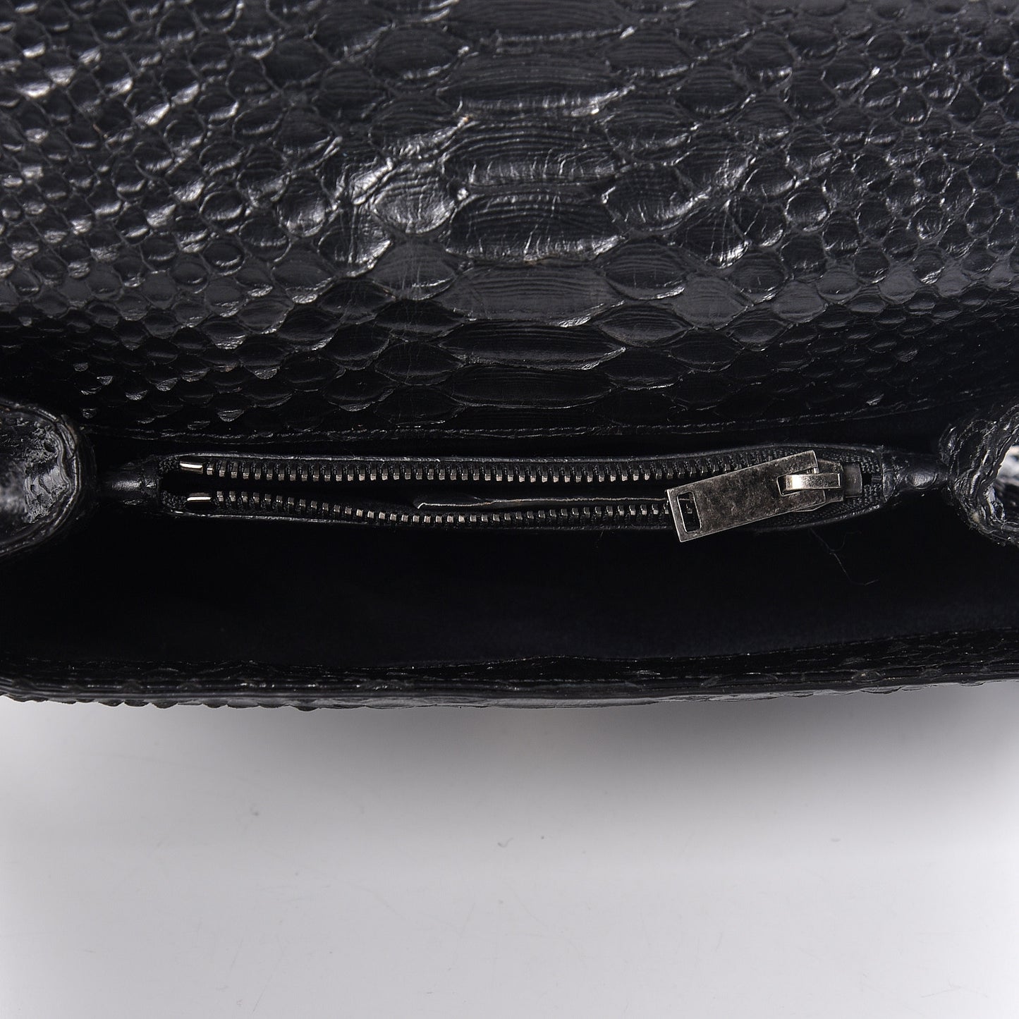 Calfskin Python Embossed Monogram Medium College Bag Black