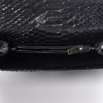 Saint Laurent Calfskin Python Embossed Monogram Medium College Bag Black 5 of 9