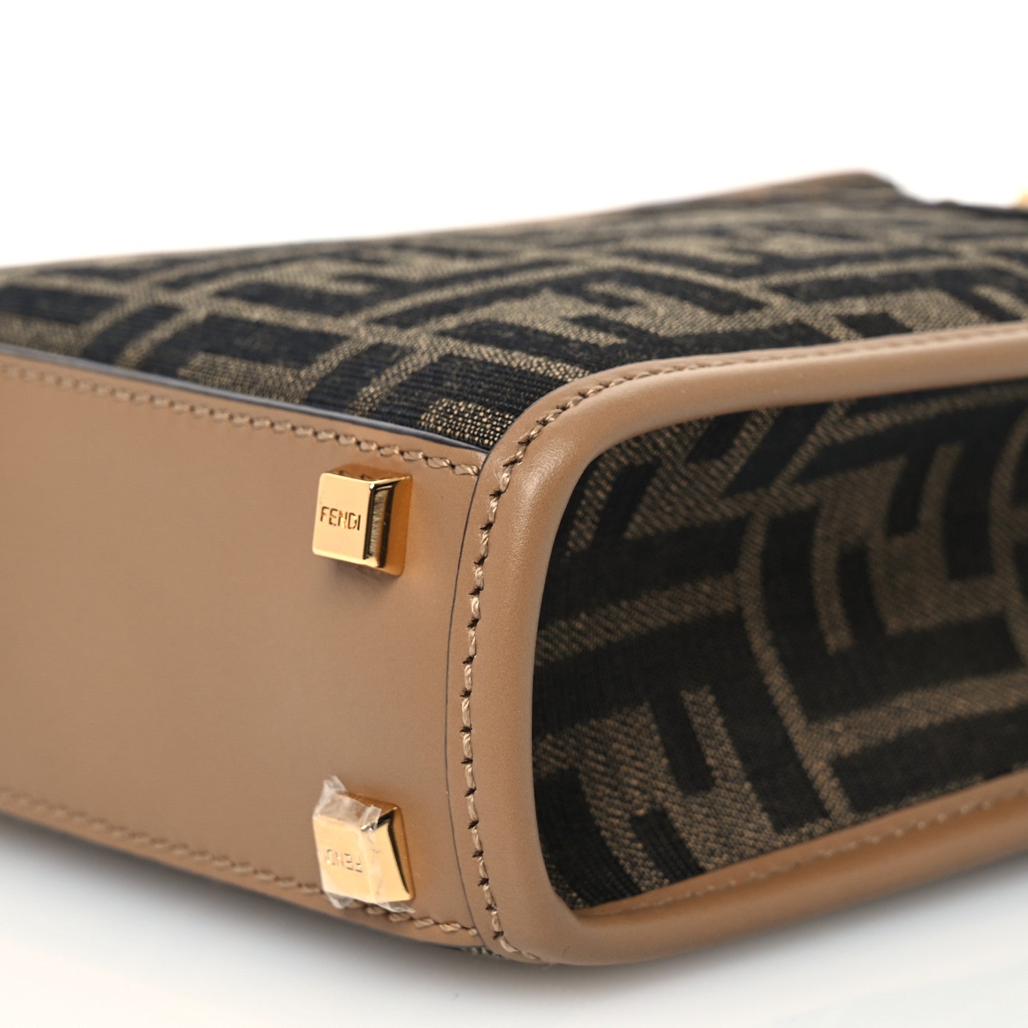 Fendi Fabric Jacquard Vitello King Plexiglass FF 1974 Mini Fendi Sunshine Shopper Tote Tobacco Moro Sand 10 of 11