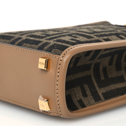 Fendi Fabric Jacquard Vitello King Plexiglass FF 1974 Mini Fendi Sunshine Shopper Tote Tobacco Moro Sand 10 of 11