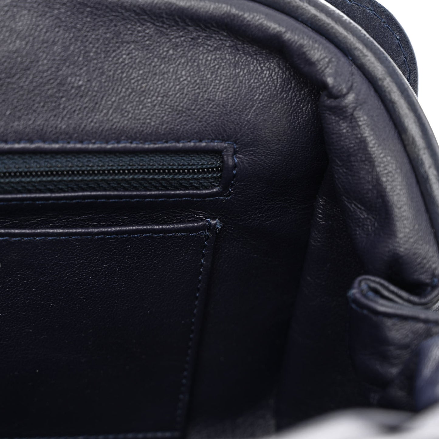 Calfskin Quilted Kisslock Frame Chain Bag Navy