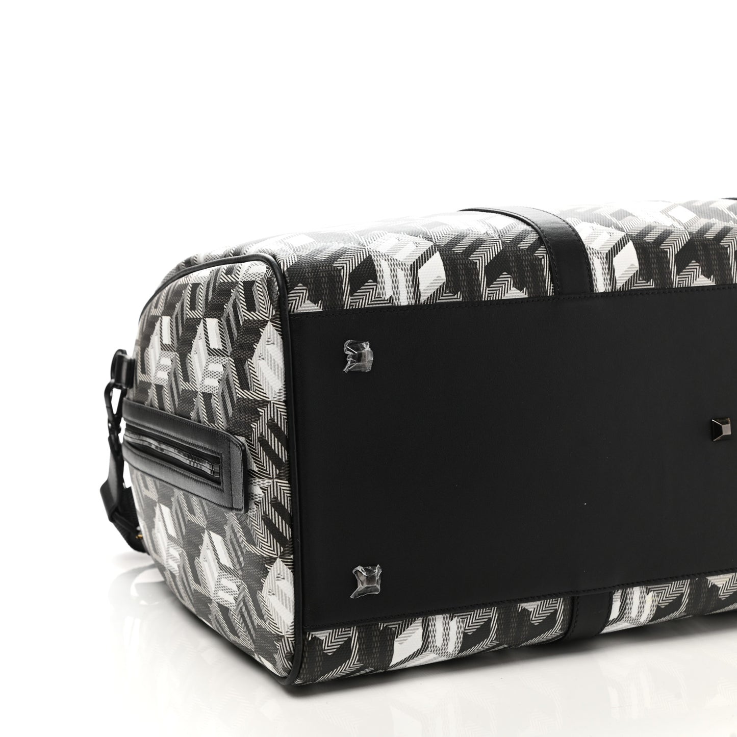 Cubic Monogram Large Traveler Weekender Bag Black White