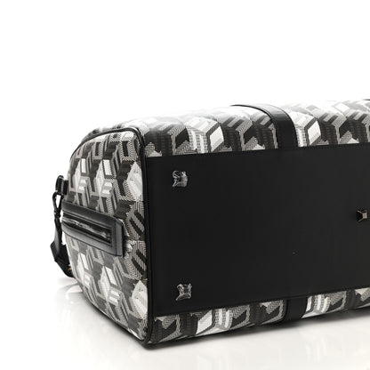 MCM Cubic Monogram Large Traveler Weekender Bag Black White 7 of 8