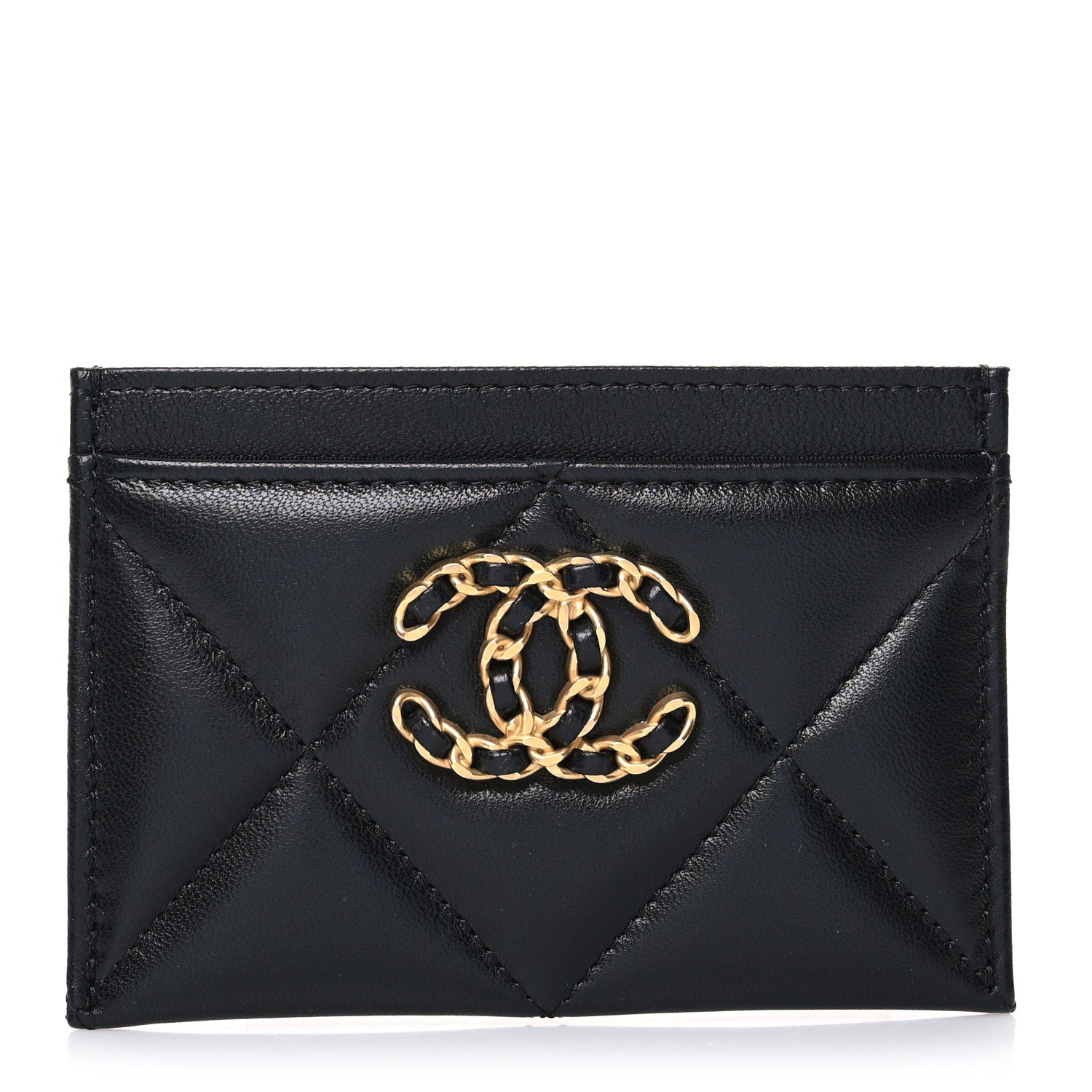 Chanel Lambskin Quilted Chanel 19 Card Holder Black 1 of 12