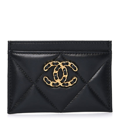 Chanel Lambskin Quilted Chanel 19 Card Holder Black 1 of 12