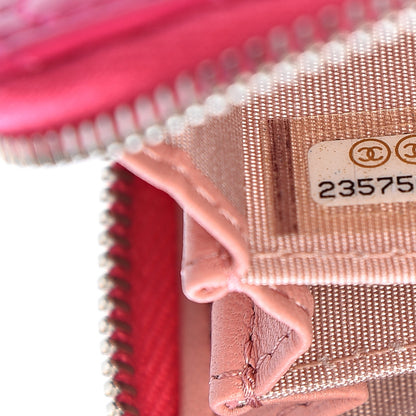 Chanel Lambskin Camellia Embossed Zip Coin Purse Pink 7 of 8