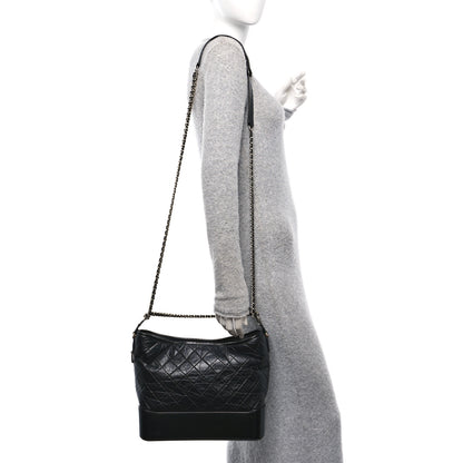 Chanel Aged Calfskin Quilted Large Gabrielle Hobo Black 2 of 10