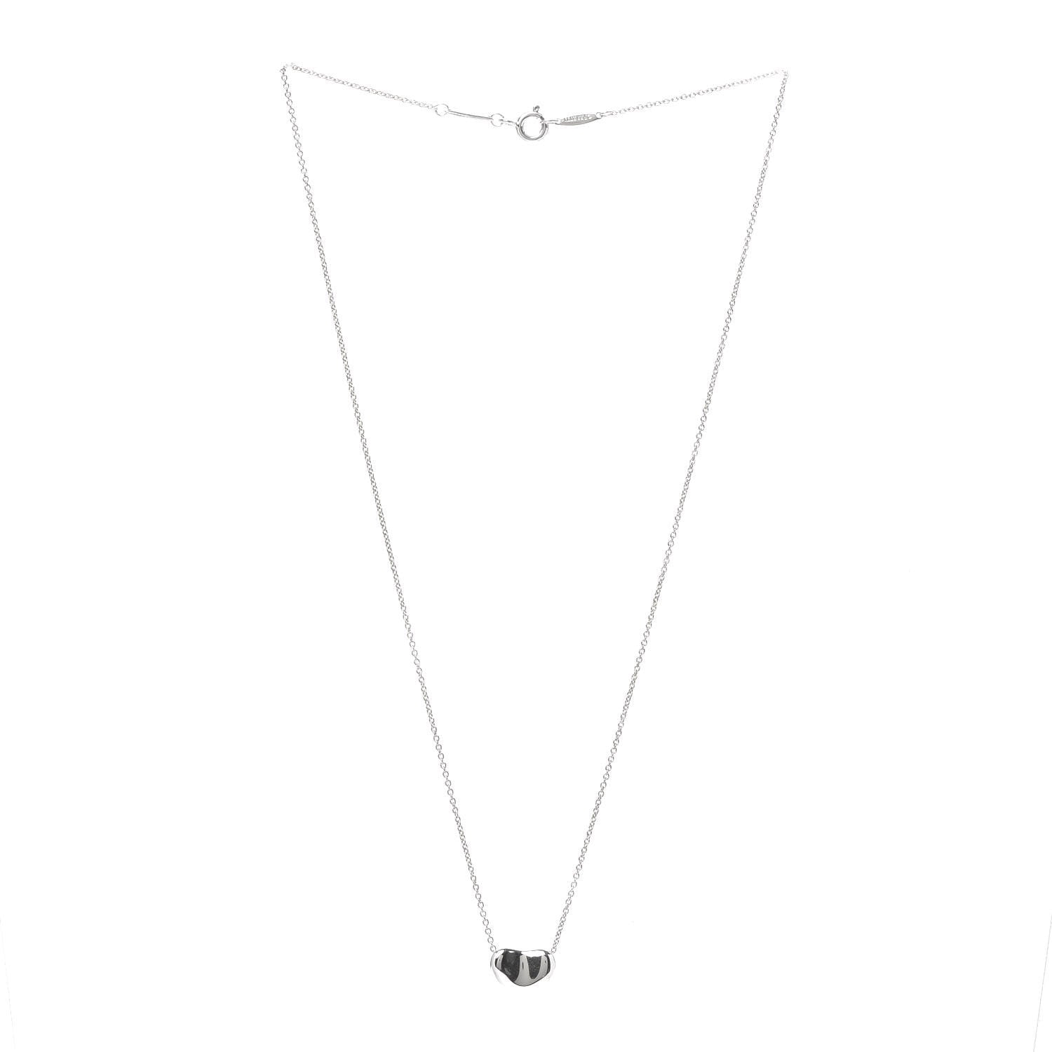 Tiffany Sterling Silver 12mm Elsa Peretti Bean Pendant Necklace 3 of 5