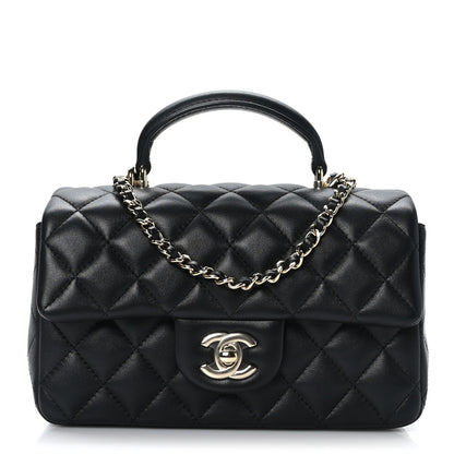 Chanel Lambskin Quilted Mini Top Handle Rectangular Flap Black 1 of 11