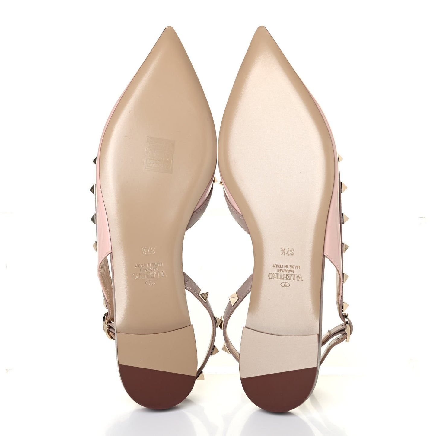 Patent Rockstud Slingback Flats 37.5 Water Rose Poudre