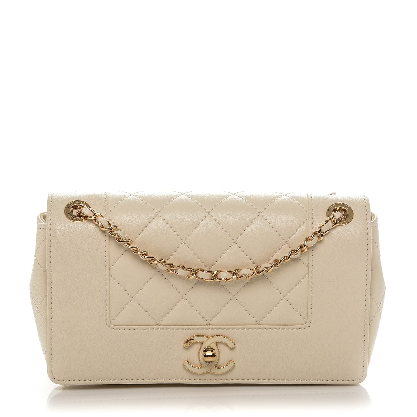 Sheepskin Quilted Small Vintage Mademoiselle Flap Light Beige