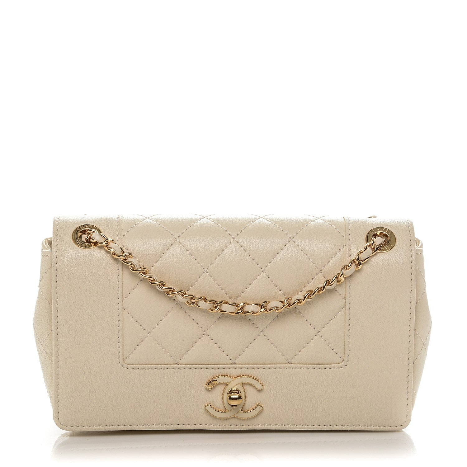 Chanel Sheepskin Quilted Small Vintage Mademoiselle Flap Light Beige 1 of 7
