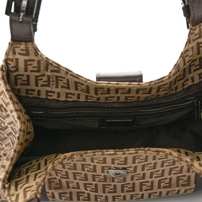 Fendi Zucchino Vitello Shoulder Bag Testa di Moro Beige 5 of 14