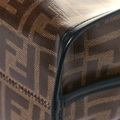 Fendi Glazed Fabric Vitello Century FF 1974 Stamp Patch Mini Peekaboo Defender Cover Mogano Panna Black 14 of 16