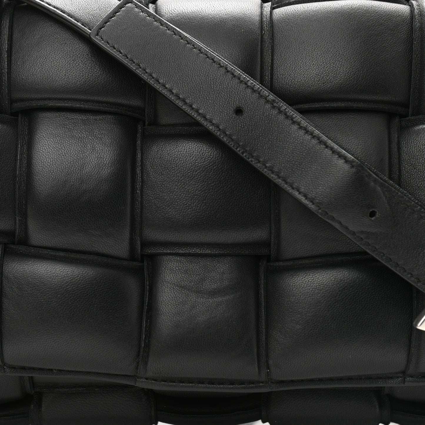 Nappa Maxi Intreccio Padded Cassette Crossbody Bag Black