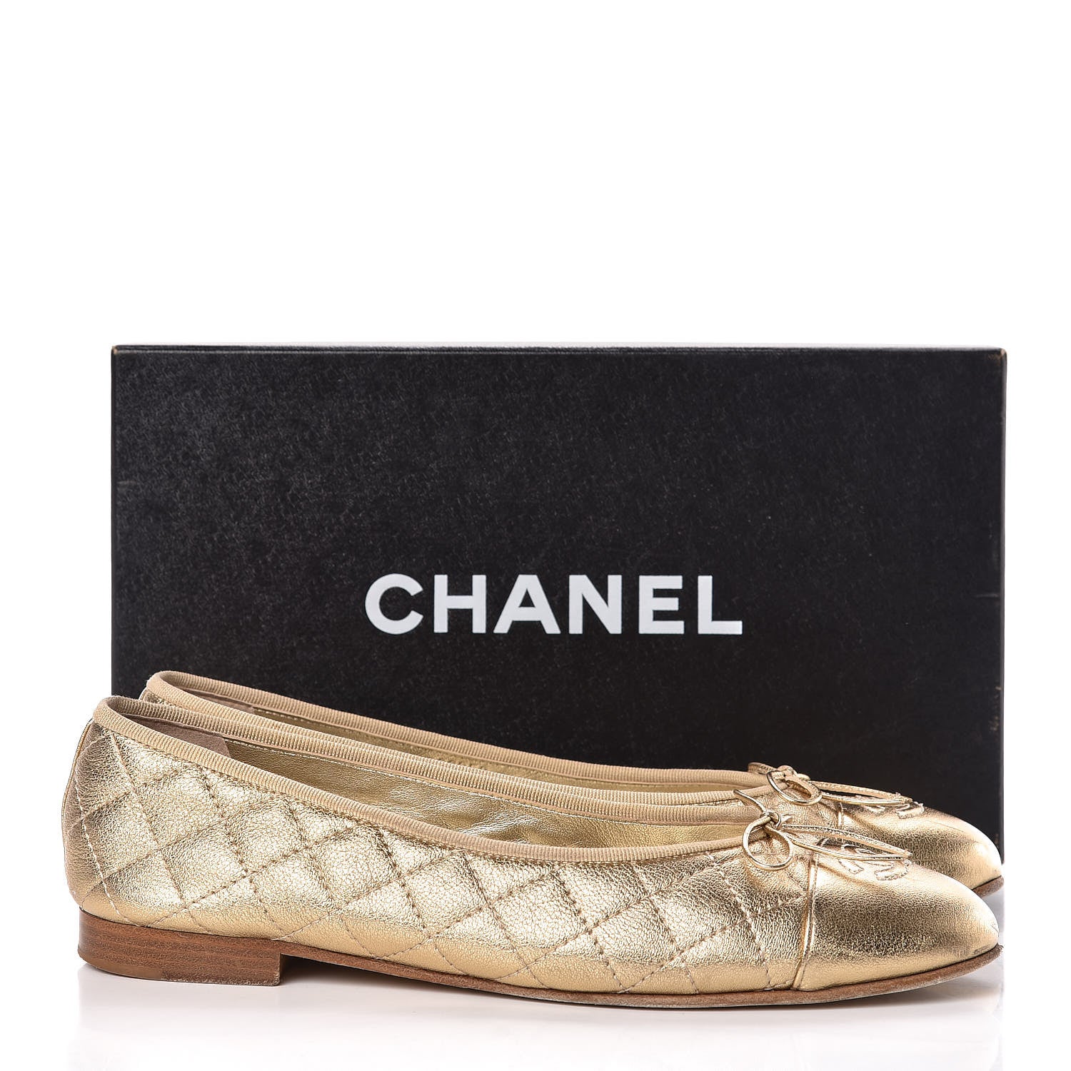 Chanel Metallic Lambskin Quilted Cap Toe Ballerina Flats 40 Gold 17 of 17