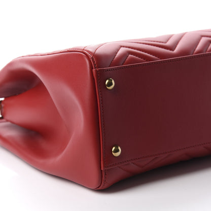 Gucci Calfskin Matelasse Medium GG Marmont Tote Hibiscus Red 6 of 12