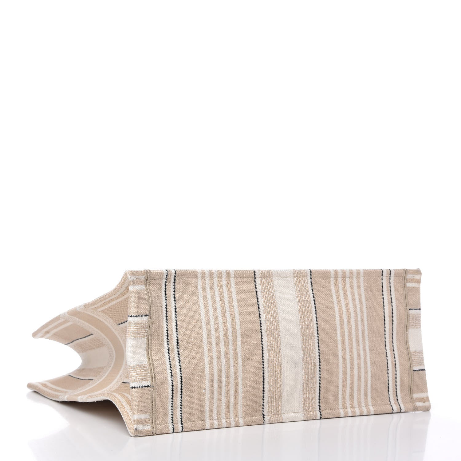 Christian Dior Canvas Embroidered Large Stripes Book Tote Beige 4 of 10