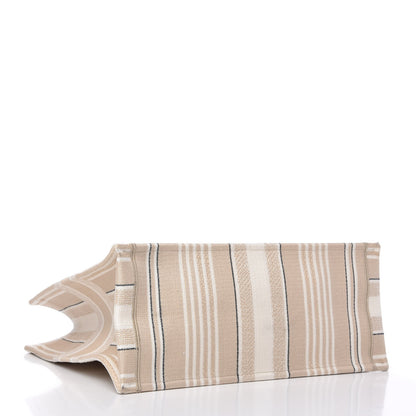 Christian Dior Canvas Embroidered Large Stripes Book Tote Beige 4 of 10