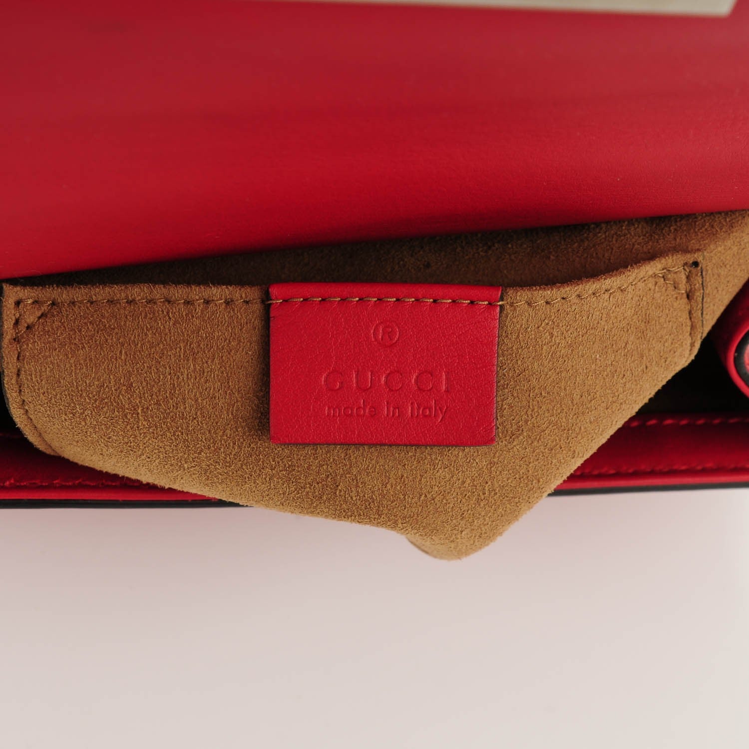 Gucci Calfskin Bee Embroidered Small Padlock Shoulder Bag Hibiscus Red 6 of 7