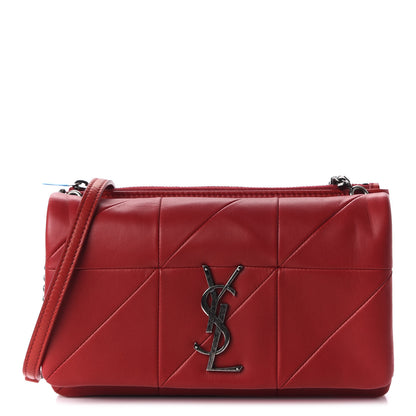 Saint Laurent Lambskin Patchwork Monogram Jamie Chain Wallet Red 1 of 9
