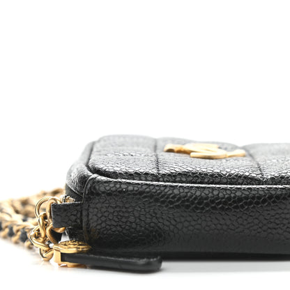 Chanel Caviar Quilted Diamond Coin Purse With Chain Black 7 of 8