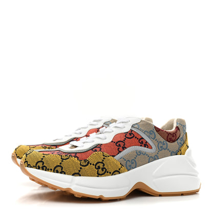 Gucci Monogram Multicolor Demetra Womens Rhyton Sneakers 36 Yellow Blue Great White Tabasco 3 of 8