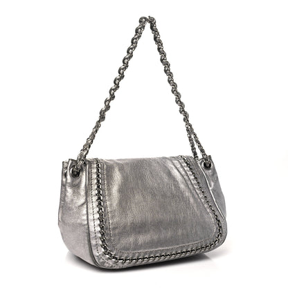 Chanel Metallic Deerskin Luxe Ligne Flap  Silver 2 of 12