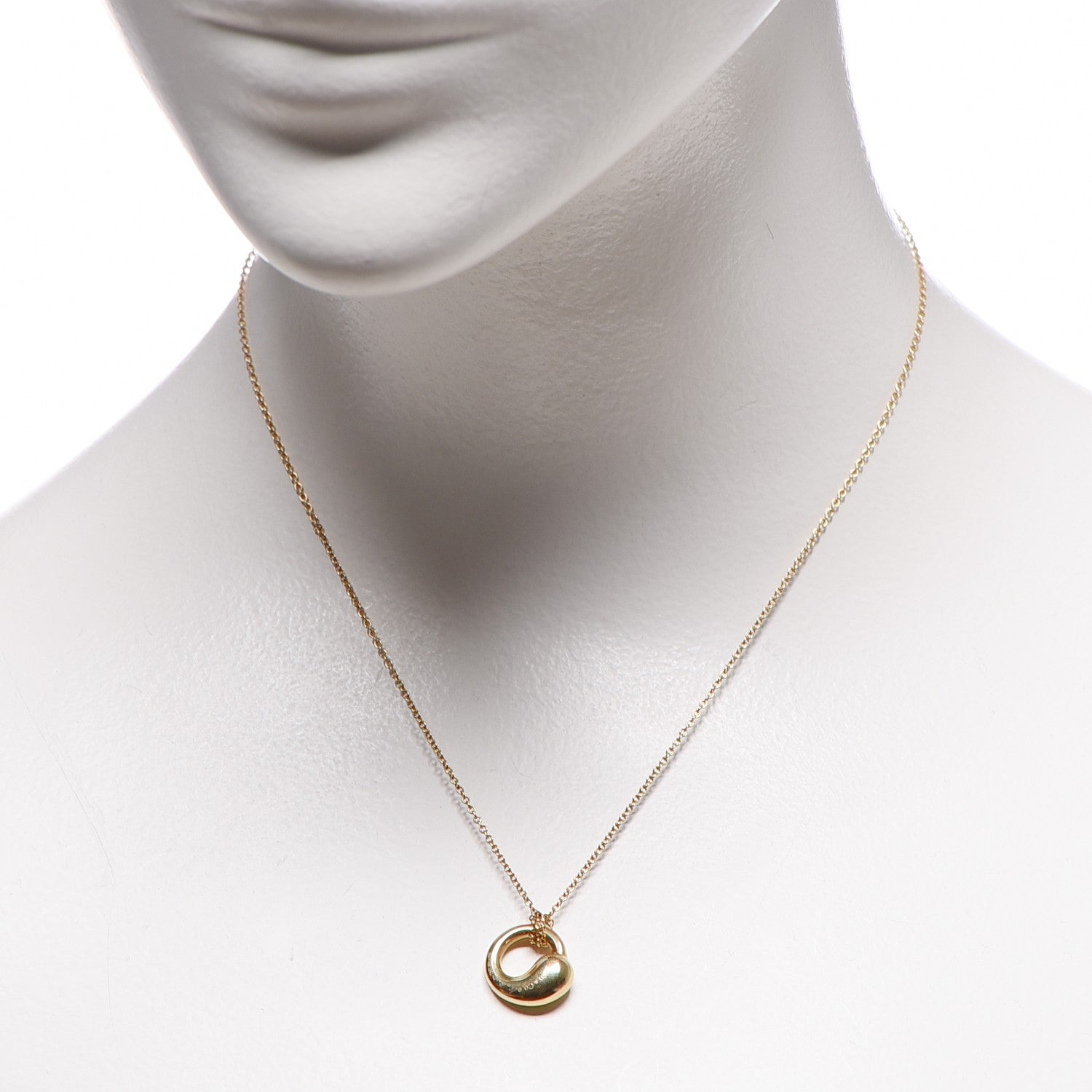 Tiffany 18K Yellow Gold 12mm Elsa Peretti Eternal Circle Pendant Necklace 2 of 7