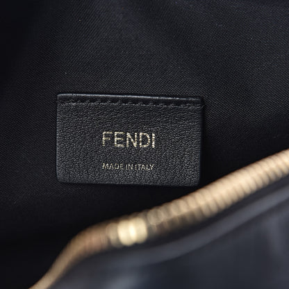 Fendi Glazed Fabric Vitello Century FF 1974 Stamp Patch Mini Camera Case Mogano Panna Black 6 of 9
