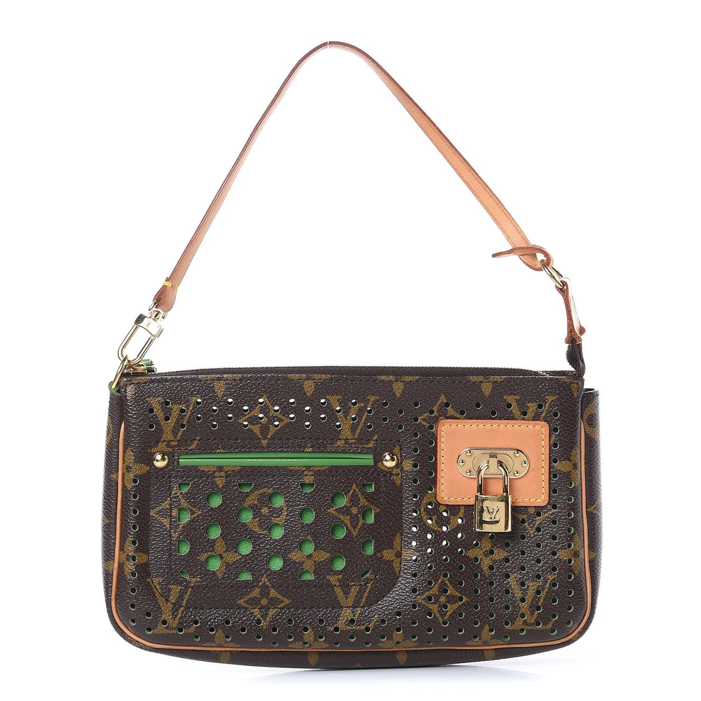 Monogram Perforated Pochette Accessories Bag Green