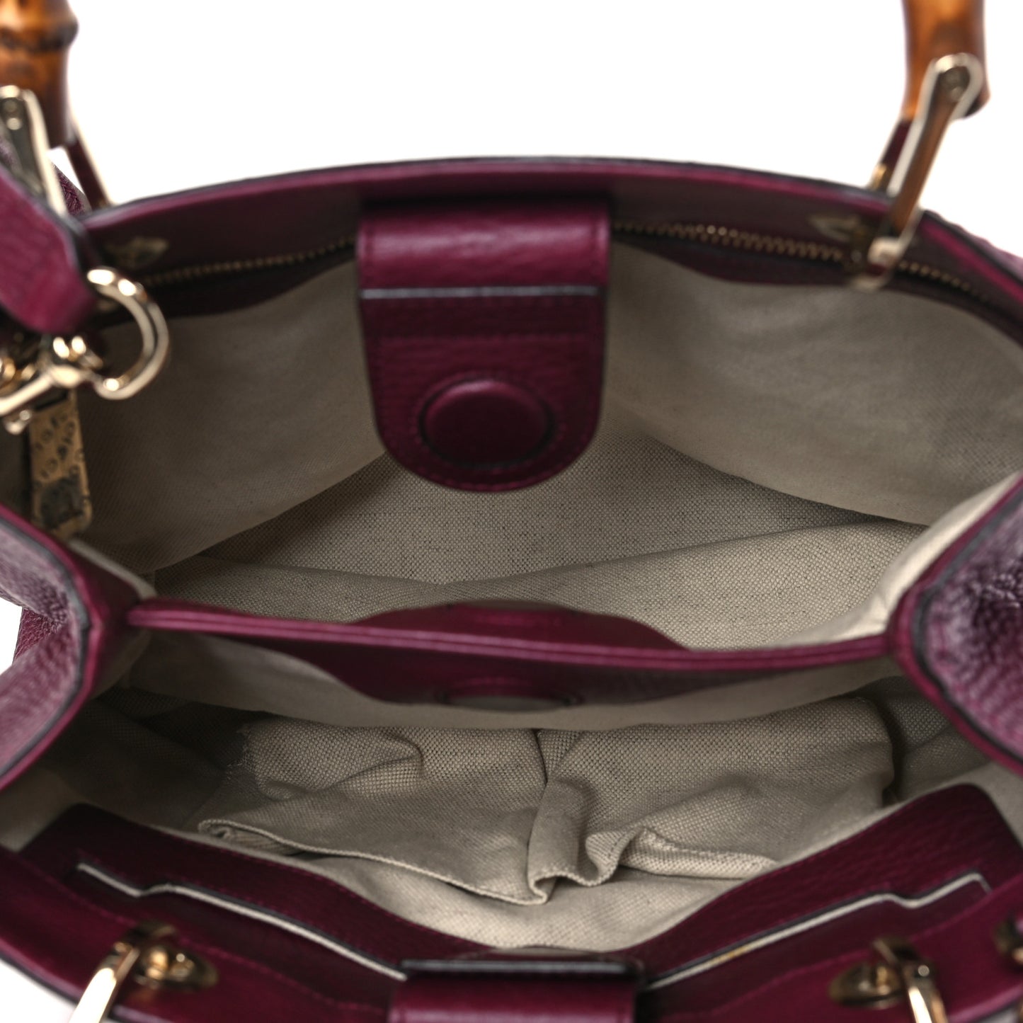 Calfskin Small Bamboo Shopper Tote Burgundy