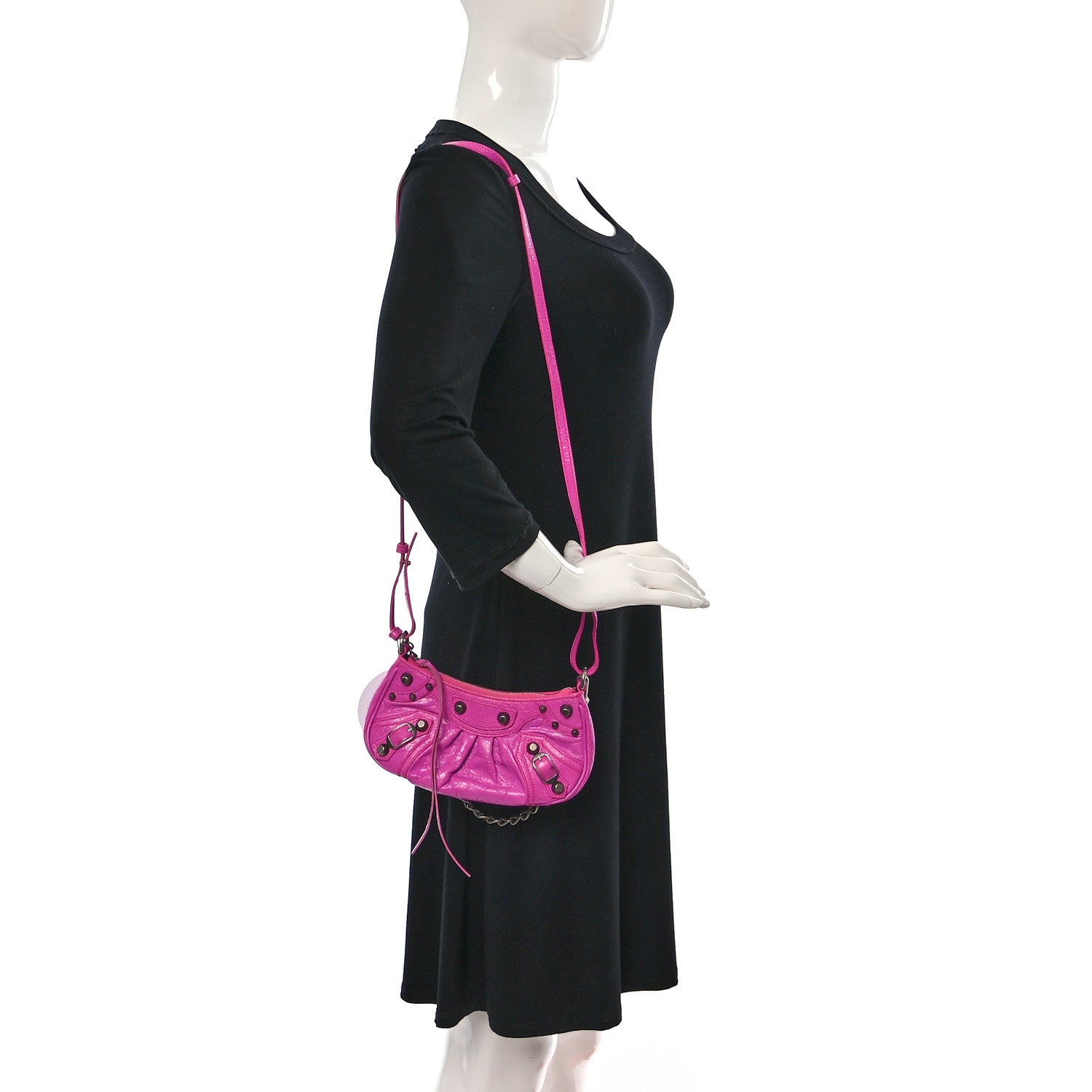Balenciaga Agneau Arena Le Cagole Mini Purse With Chain Lipstick Pink 3 of 12
