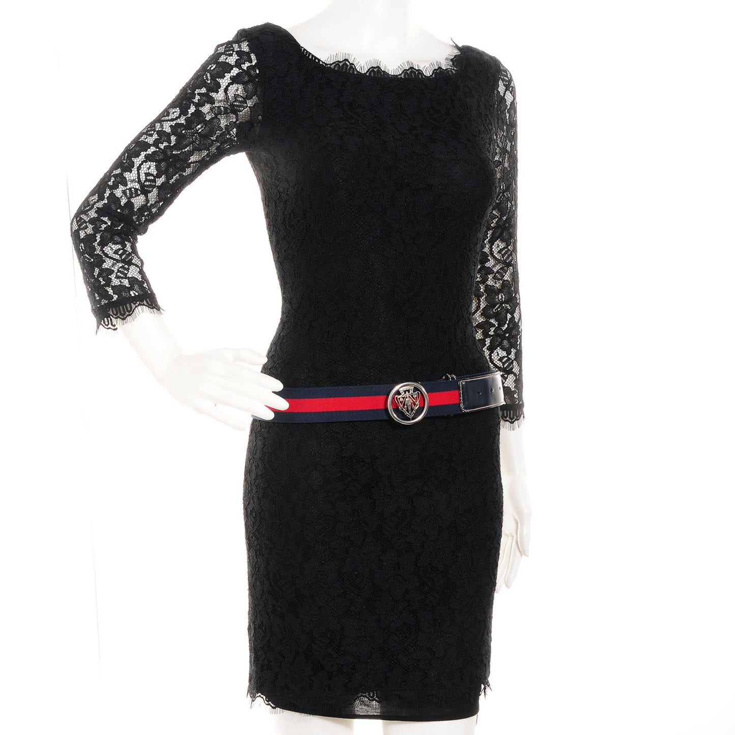 Leather Web Hysteria Crest Belt 105 42 Navy