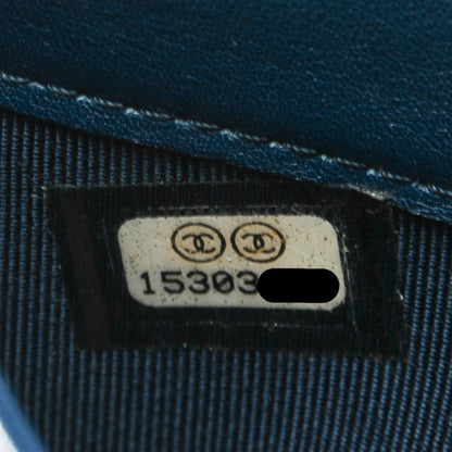 Chanel Patent Quilted Yen Wallet Dark Blue 10 of 11