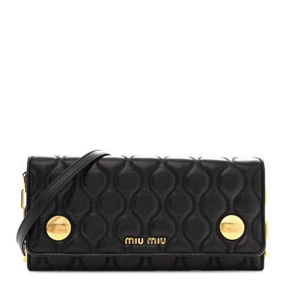 Miu Miu Nappa Padded Wallet On Chain Black 1 of 11