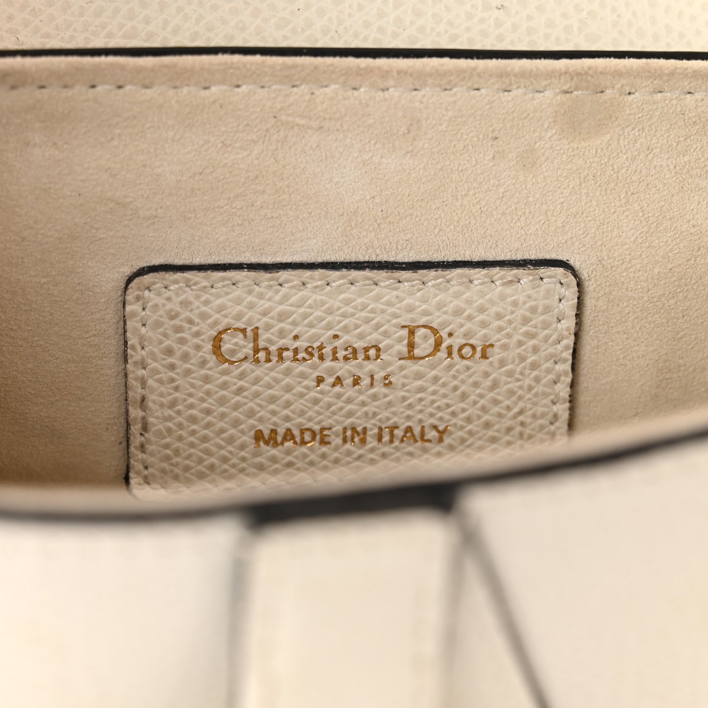 Grained Calfskin Mini Saddle Bag White