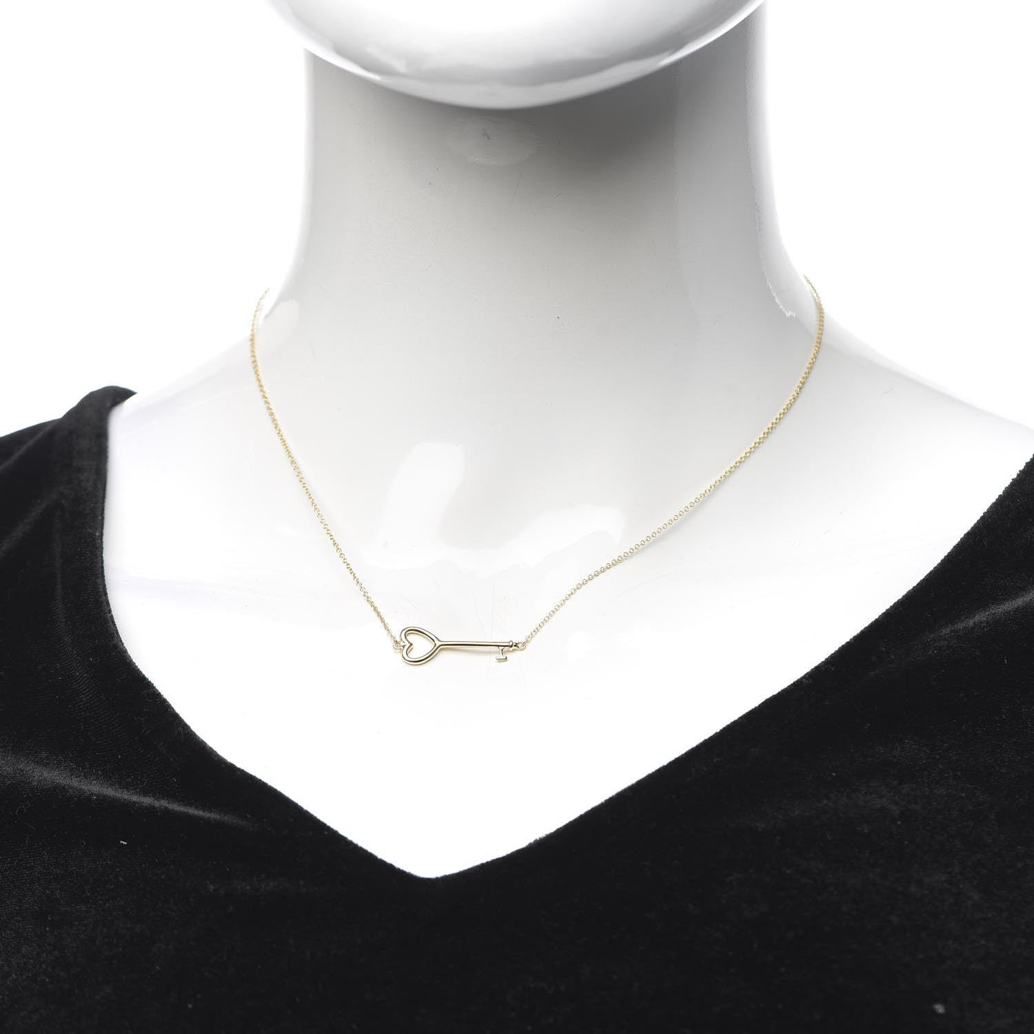 Tiffany 18K Yellow Gold Heart Key Pendant Necklace 2 of 6