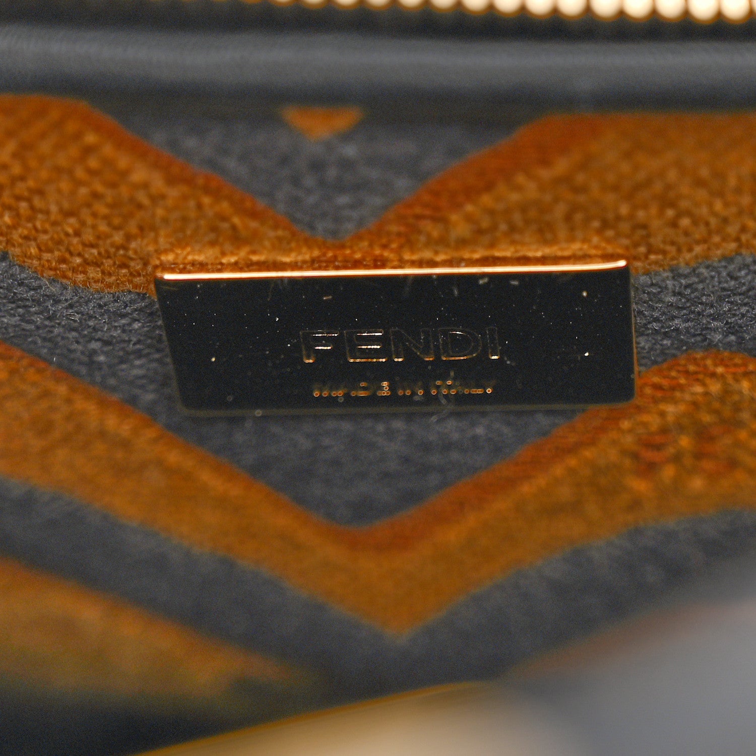 Fendi Vitello King Canvas Chinese New Year Tiger Embroidered Mini Peekaboo Iconic Satchel Black Dark Yellow 7 of 10
