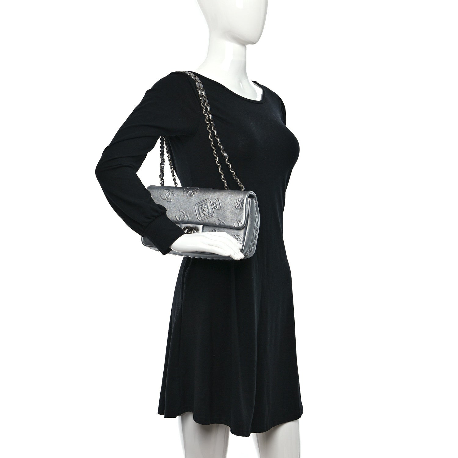 Chanel Metallic Lambskin Symbols Medium Single Flap Silver 2 of 10