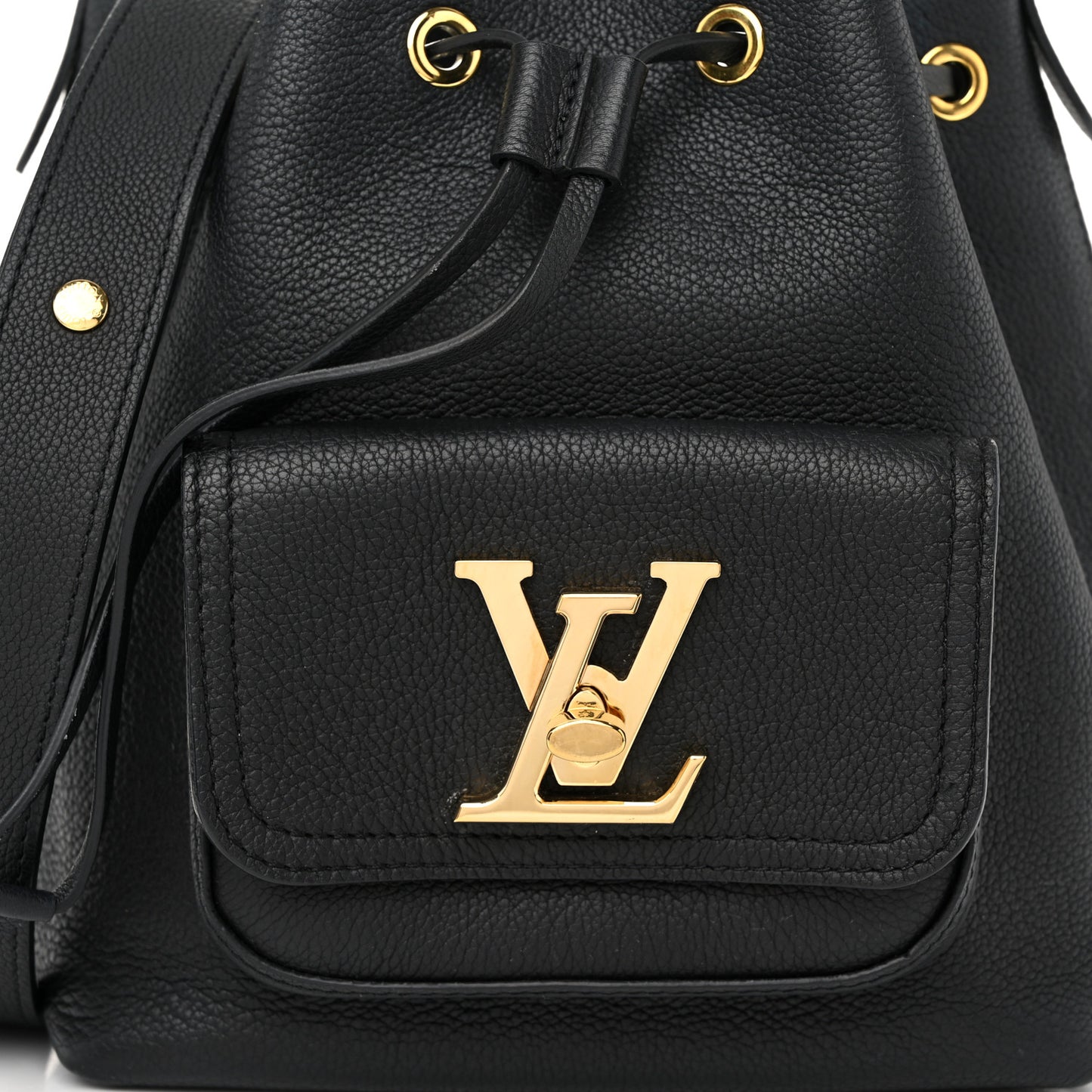 Calfskin Lockme Bucket MM Black
