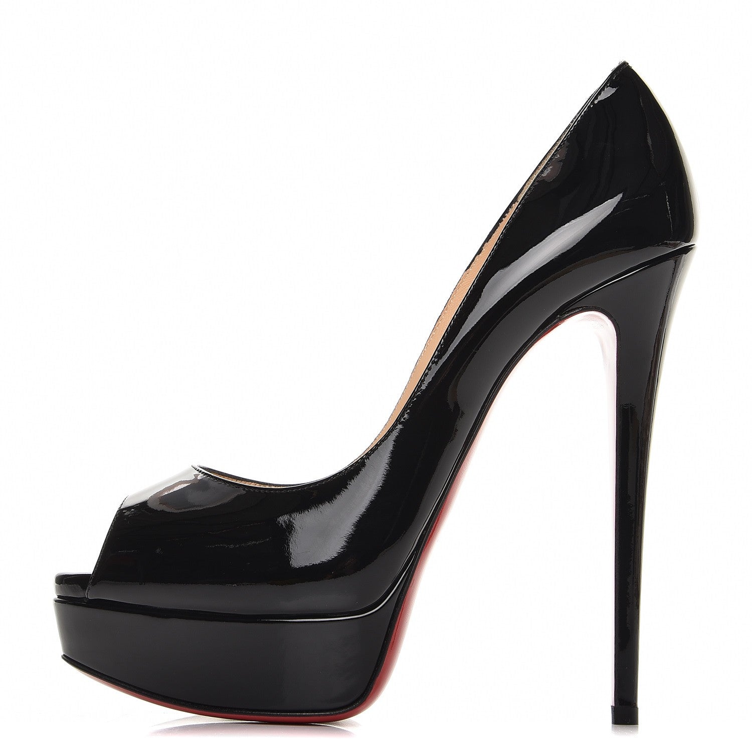 Christian Louboutin Patent Lady Peep 150 Pumps 39 Black 1 of 9