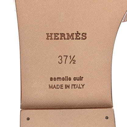 Hermes Box Calfskin Oran Sandals 37.5 Gold 6 of 9