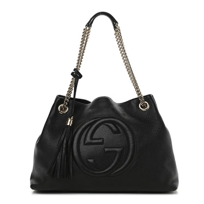 Gucci Pebbled Calfskin Medium Soho Chain Shoulder Bag Black 1 of 9