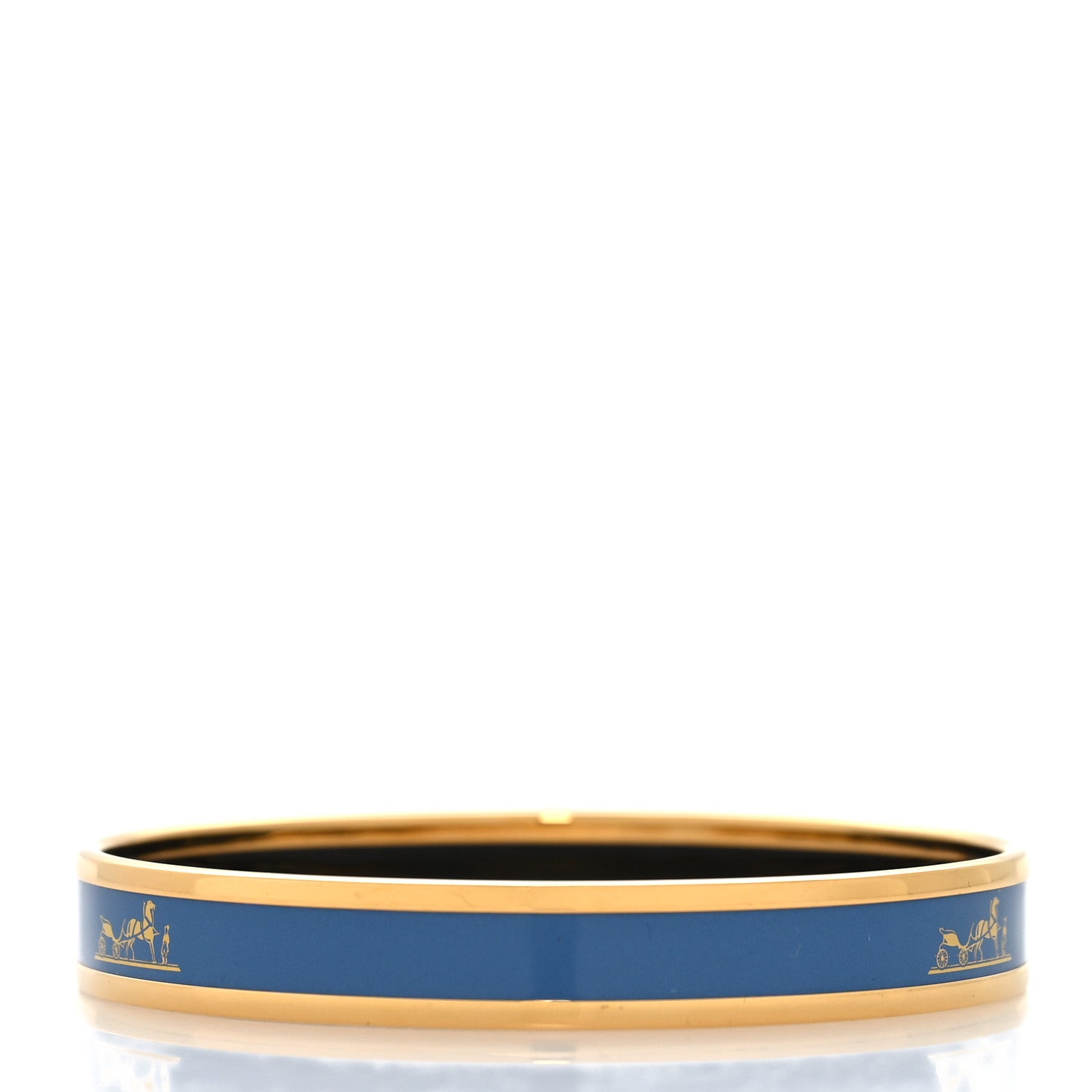 Hermes Enamel Printed Caleche Narrow Bracelet 70 Bleu 3 of 5