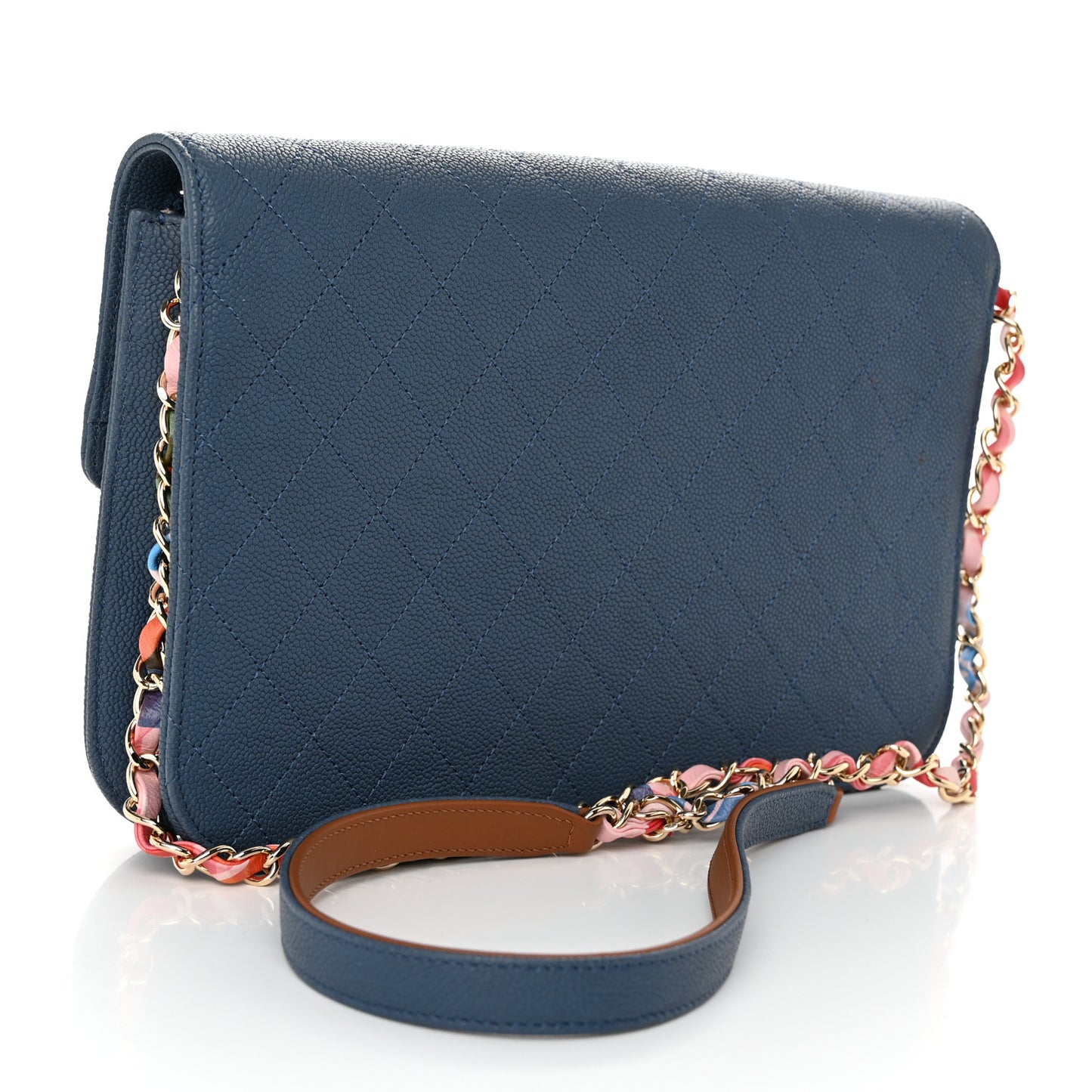 Grained Calfskin Quilted Cuba Flap Blue